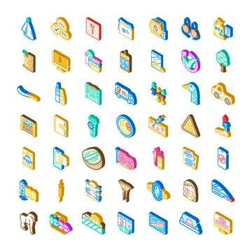 Isometric icons collection representing various essential items イラスト素材