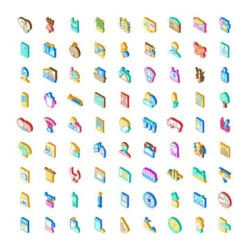 Isometric icons collection representing various lifestyle items 스톡 일러스트
