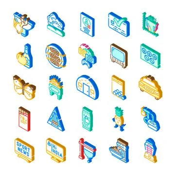 Isometric icons collection representing various modern concepts and symbols イラスト素材