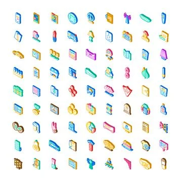 Isometric icons collection representing various concepts and tools Illustrazione stock