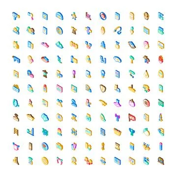 Isometric icons collection representing various services and objects Illustrazione stock