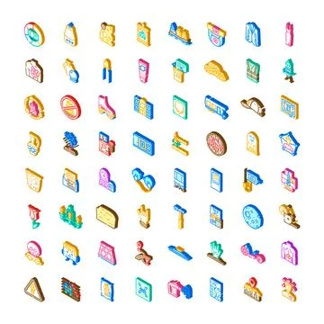 Isometric icons collection representing various abstract symbols 스톡 일러스트