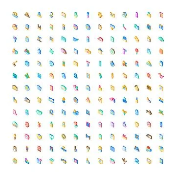 Isometric icons collection for web and mobile ui kit Stock Illustration