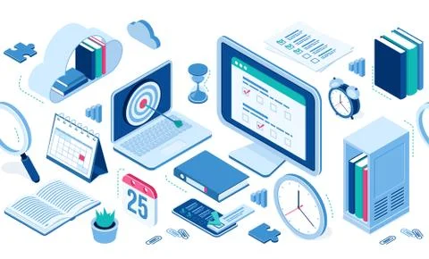 Isometric icons infographics elements for web site Stock Illustration