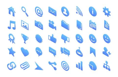 Isometric icons, isolated 3d vector signs set Stock Illustration