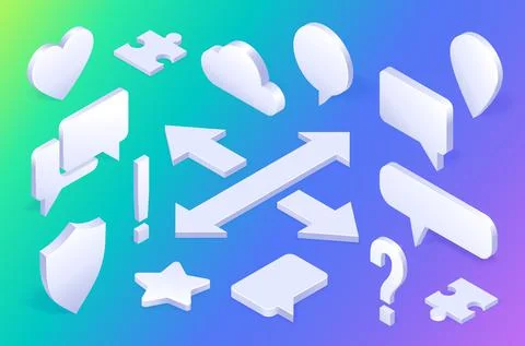 Isometric icons navigation pin, shield and cloud Stock Illustration