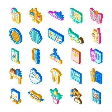 Isometric icons presenting modern technology and digital themes Stock Illustration