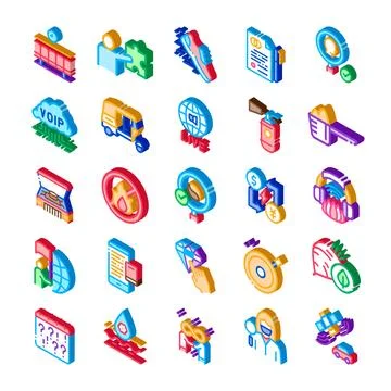 Isometric icons presenting various modern services and apps 스톡 일러스트