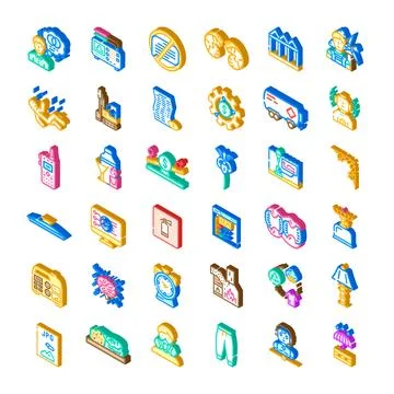 Isometric icons set abstract concepts symbols design Stock Illustration