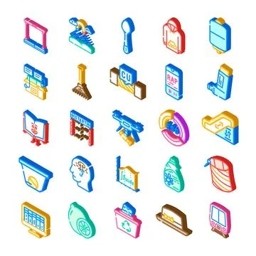 Isometric icons set abstract objects symbols collection Stock Illustration