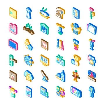 Isometric icons set different abstract concepts symbols Stock Illustration