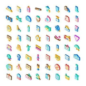Isometric icons set of diverse digital concepts 库存插图