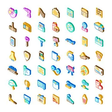Isometric icons set many diverse modern symbols 스톡 일러스트