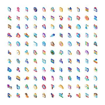 Isometric icons set for modern digital business technology 스톡 일러스트