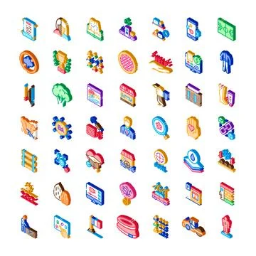 Isometric icons set for modern digital concepts Stock Illustration