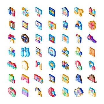 Isometric icons set representing business and lifestyle concepts イラスト素材