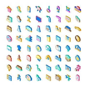 Isometric icons set representing various concepts and industries Illustrazione stock