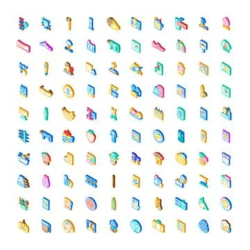 Isometric icons set representing various concepts and objects 스톡 일러스트