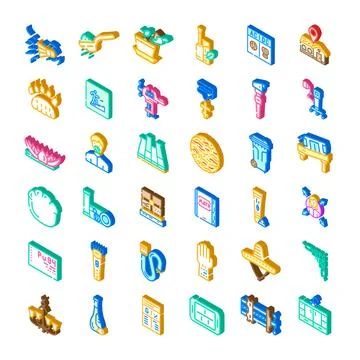 Isometric icons set with various object symbols 스톡 일러스트