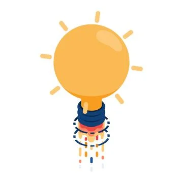 Isometric Idea Rocket Launch Stock Illustration