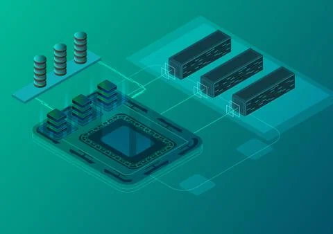 Isometric illustration about modern technology. Stock Illustration