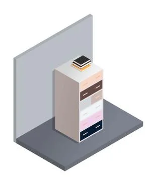 The isometric illustration of the bedside table. Illustrazione stock