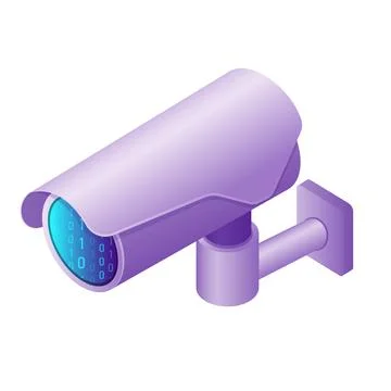 Isometric illustration computer technology symbol digital surveillance camera Stock Illustration