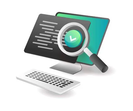 Isometric illustration concept. analyzing programming languages Stock Illustration