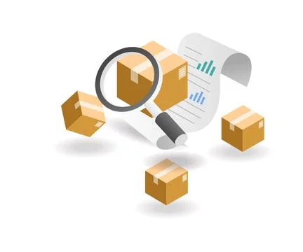 Isometric illustration concept. Delivery data analysis Stock Illustration