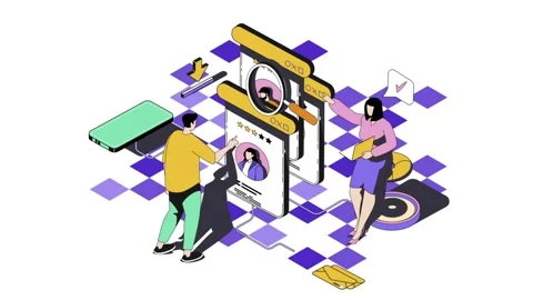 Isometric illustration of a couple doing laundry at home, with a washing ma.. Stock Footage 318345876