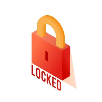 Isometric illustration of a lock . Vector illustration. Stock Illustration