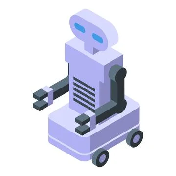 Isometric illustration of modern robot on wheels Stock Illustration