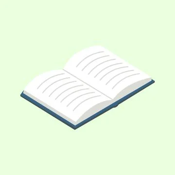 An isometric illustration of an open book with blank pages filled Stock Illustration