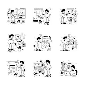 Isometric illustration pack representing cloud computing, data analytics, and Stock Illustration