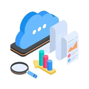 Isometric illustration pack representing digital data processing, funnel Stock Illustration