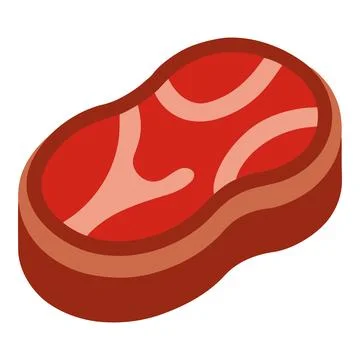 Isometric Illustration of a Raw Beef Steak Stock Illustration