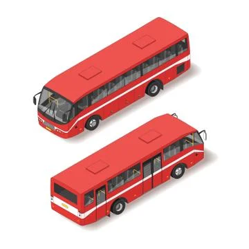 Isometric illustration of red bus. Stock Illustration