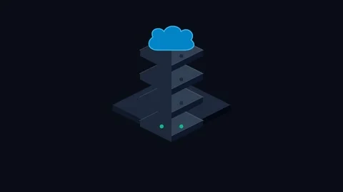 Isometric illustration of a server tower connected to a digital cloud icon 스톡 동영상 338310575