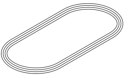 Isometric illustration of a simple line drawing of a track (400 meters) Stock Illustration