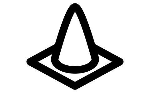 Isometric illustration of a simple line drawing of a triangular cone Stockillustratie