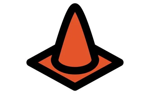 Isometric illustration of a simple line drawing of a triangular cone Illustrazione stock