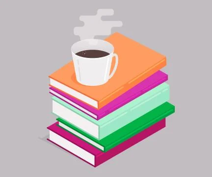 The isometric illustration of a stack of books. Illustrazione stock