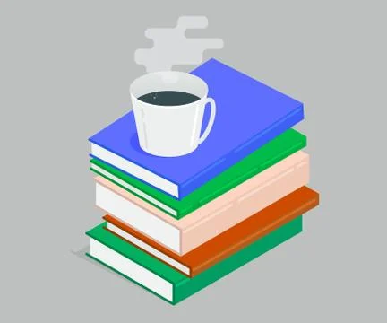 The isometric illustration of a stack of books. Stock Illustration