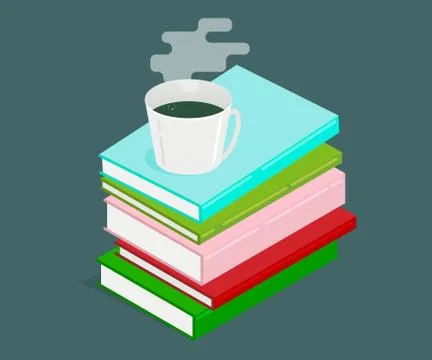The isometric illustration of a stack of books. Stock Illustration
