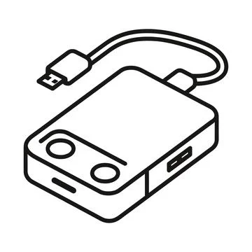 Isometric illustration of a USB powered portable charger with cable attache.. Stock Illustration