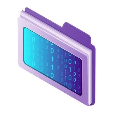 Isometric illustration web computer technology symbol digital document file Stock Illustration