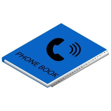 Isometric illustration on a white background with the image of blue phone boo Stock-Illustration