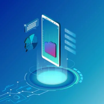 Isometric illustrations design concept mobile technology solution background  Stock Illustration