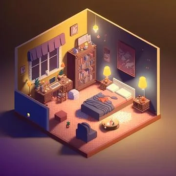 Isometric image of the bedroom Ilustración de archivo