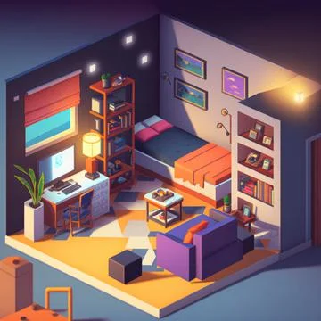 Isometric image of the bedroom Ilustración de archivo